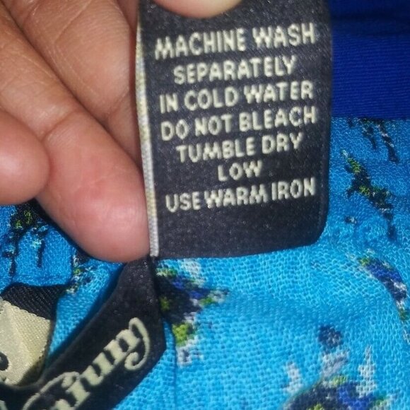 Womens L maxi skirt Cottagecore Peasant modest Boho printed teal blue side slits - Picture 7 of 11